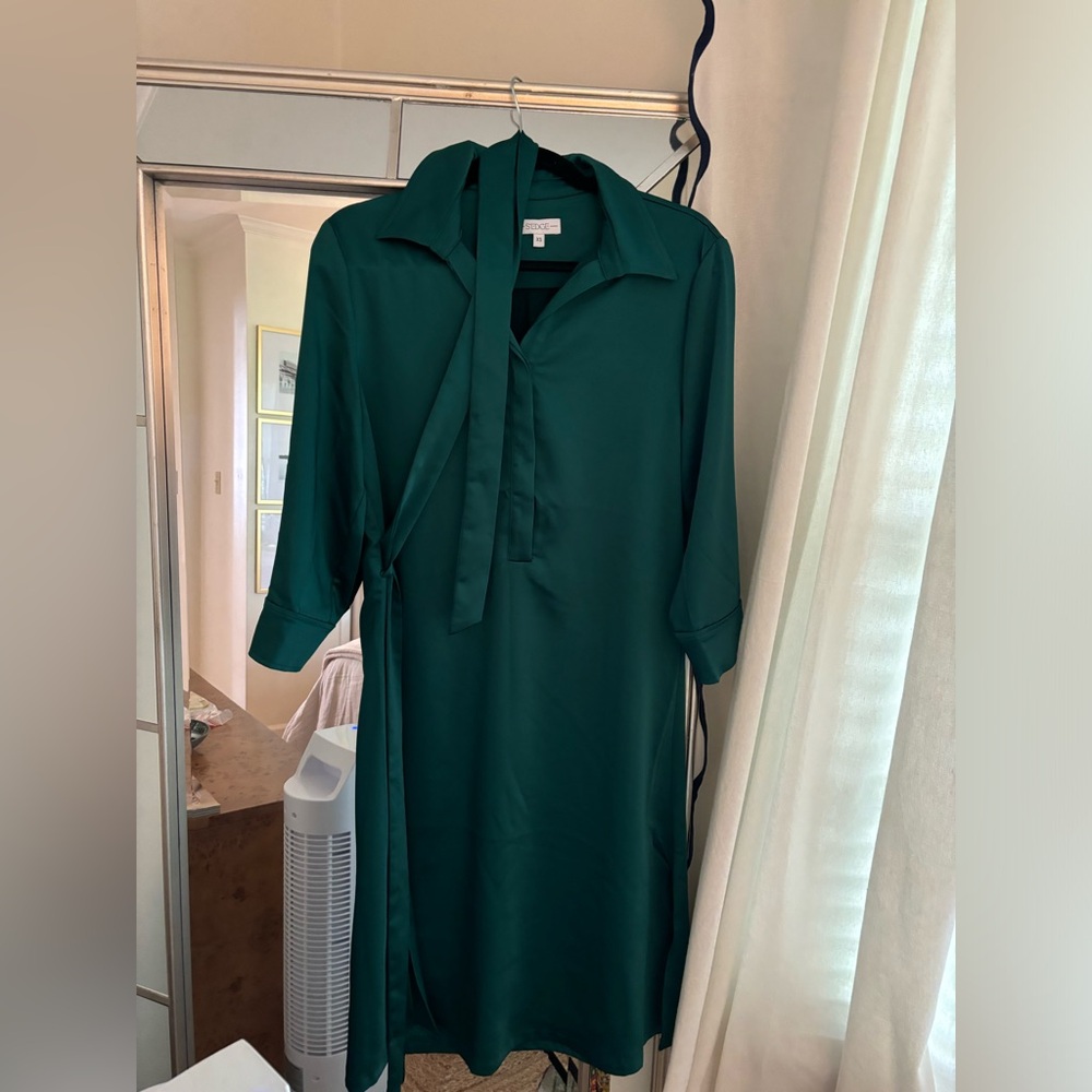 S’Edge Green Silk Dress with Belt